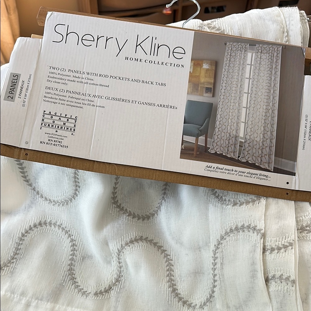Sherry Kline Home White Embroidered Accent Curtains